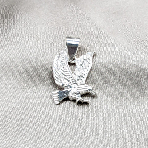 Dije Elegante 05.392.0113 Plata Rodinada, Diseño de Águila, Pulido, Tono Plateado