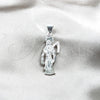 Dije Religioso 05.392.0115 Plata Rodinada, Diseño de Santa Muerte, Pulido, Tono Plateado