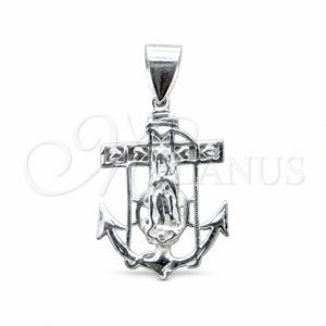Dije Religioso 05.392.0116 Plata Rodinada, Diseño de Guadalupe, Pulido, Tono Plateado