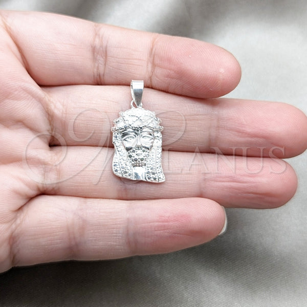Dije Religioso 05.392.0117 Plata Rodinada, Diseño de Jesus, Pulido, Tono Plateado