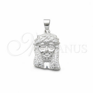 Dije Religioso 05.392.0117 Plata Rodinada, Diseño de Jesus, Pulido, Tono Plateado