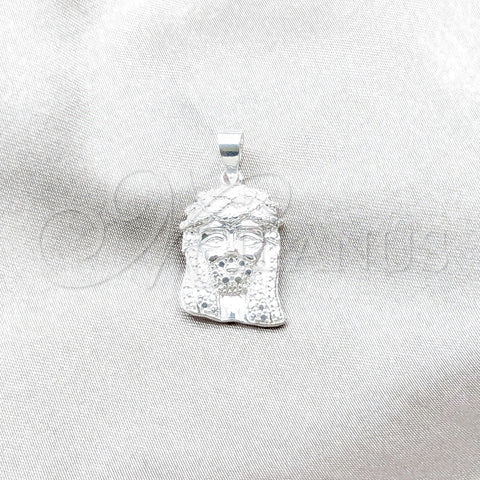 Dije Religioso 05.392.0117 Plata Rodinada, Diseño de Jesus, Pulido, Tono Plateado
