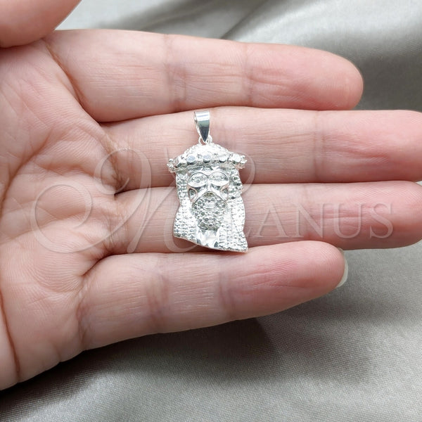 Dije Religioso 05.392.0118 Plata Rodinada, Diseño de Jesus, Pulido, Tono Plateado