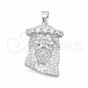 Dije Religioso 05.392.0118 Plata Rodinada, Diseño de Jesus, Pulido, Tono Plateado