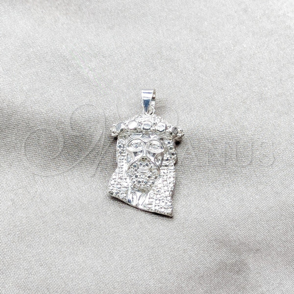 Dije Religioso 05.392.0118 Plata Rodinada, Diseño de Jesus, Pulido, Tono Plateado