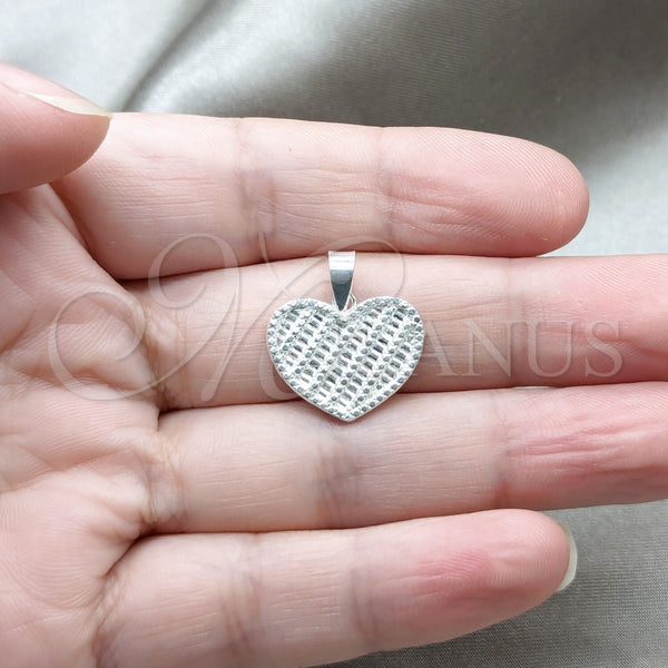 Dije Elegante 05.392.0120 Plata Rodinada, Diseño de Corazón, Pulido, Tono Plateado