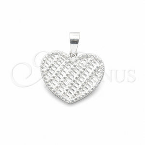 Dije Elegante 05.392.0120 Plata Rodinada, Diseño de Corazón, Pulido, Tono Plateado