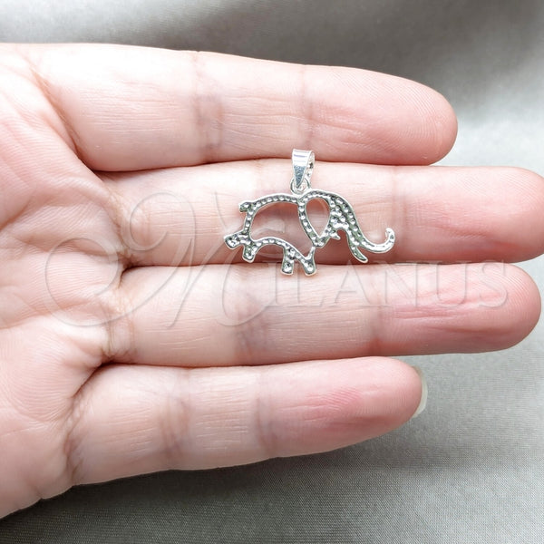 Dije Elegante 05.392.0121 Plata Rodinada, Diseño de Elefante, Pulido, Tono Plateado