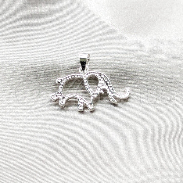 Dije Elegante 05.392.0121 Plata Rodinada, Diseño de Elefante, Pulido, Tono Plateado