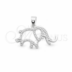 Dije Elegante 05.392.0121 Plata Rodinada, Diseño de Elefante, Pulido, Tono Plateado