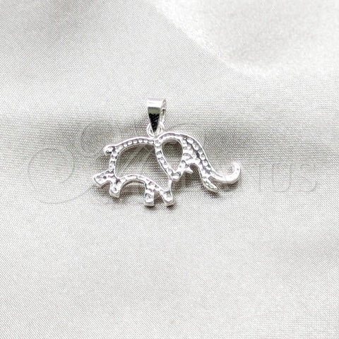 Dije Elegante 05.392.0121 Plata Rodinada, Diseño de Elefante, Pulido, Tono Plateado
