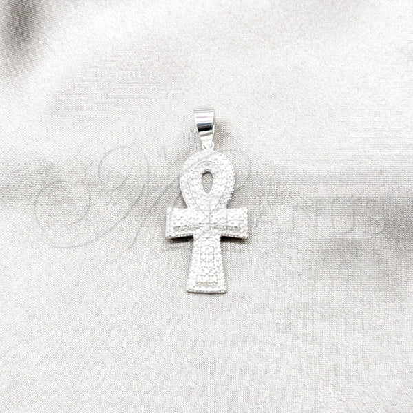 Dije Elegante 05.392.0122 Plata Rodinada, Diseño de Cruz, Pulido, Tono Plateado