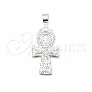 Dije Elegante 05.392.0122 Plata Rodinada, Diseño de Cruz, Pulido, Tono Plateado
