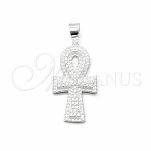 Dije Elegante 05.392.0122 Plata Rodinada, Diseño de Cruz, Pulido, Tono Plateado