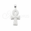 Dije Elegante 05.392.0122 Plata Rodinada, Diseño de Cruz, Pulido, Tono Plateado