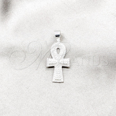 Dije Elegante 05.392.0122 Plata Rodinada, Diseño de Cruz, Pulido, Tono Plateado