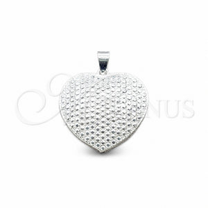 Dije Elegante 05.392.0123 Plata Rodinada, Diseño de Corazón, Pulido, Tono Plateado