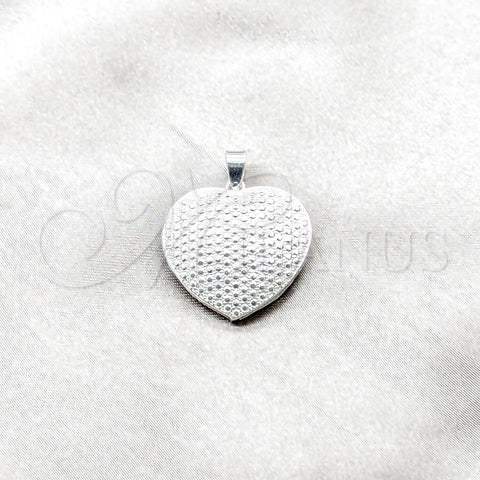 Dije Elegante 05.392.0123 Plata Rodinada, Diseño de Corazón, Pulido, Tono Plateado