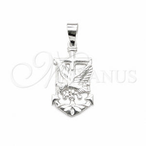 Dije Elegante 05.392.0125 Plata Rodinada, Diseño de Águila y Ancla, Pulido, Tono Plateado