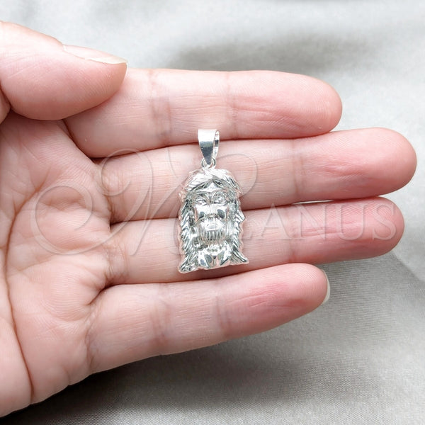 Dije Religioso 05.392.0126 Plata Rodinada, Diseño de Jesus, Pulido, Tono Plateado