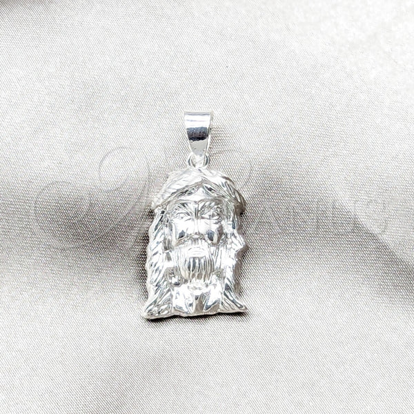 Dije Religioso 05.392.0126 Plata Rodinada, Diseño de Jesus, Pulido, Tono Plateado