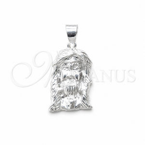 Dije Religioso 05.392.0126 Plata Rodinada, Diseño de Jesus, Pulido, Tono Plateado