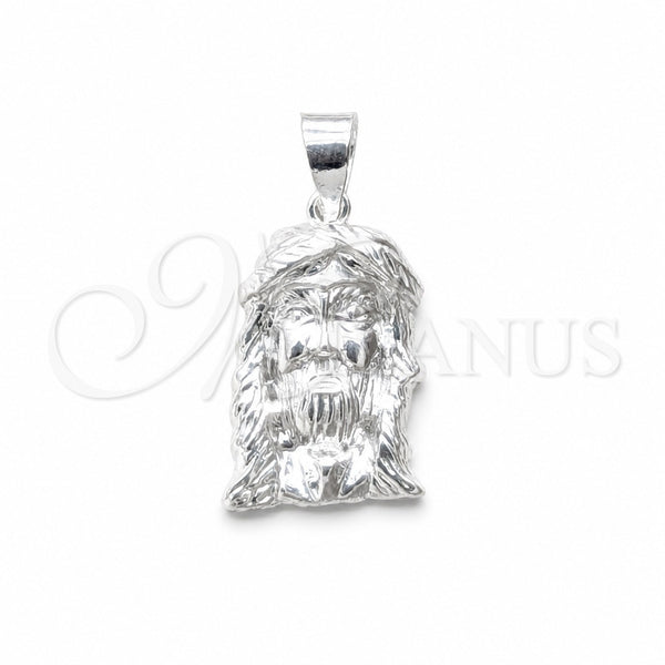 Dije Religioso 05.392.0126 Plata Rodinada, Diseño de Jesus, Pulido, Tono Plateado