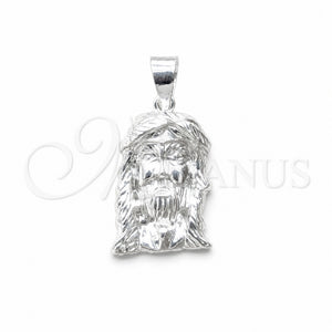 Dije Religioso 05.392.0126 Plata Rodinada, Diseño de Jesus, Pulido, Tono Plateado
