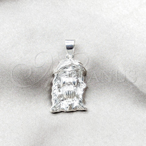Dije Religioso 05.392.0126 Plata Rodinada, Diseño de Jesus, Pulido, Tono Plateado