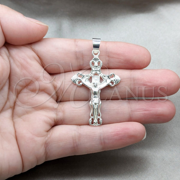 Dije Religioso 05.392.0127 Plata Rodinada, Diseño de Cruz, Pulido, Tono Plateado