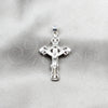Dije Religioso 05.392.0127 Plata Rodinada, Diseño de Cruz, Pulido, Tono Plateado
