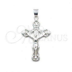 Dije Religioso 05.392.0127 Plata Rodinada, Diseño de Cruz, Pulido, Tono Plateado