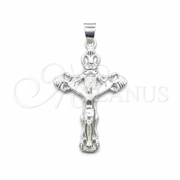 Dije Religioso 05.392.0127 Plata Rodinada, Diseño de Cruz, Pulido, Tono Plateado