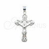 Dije Religioso 05.392.0127 Plata Rodinada, Diseño de Cruz, Pulido, Tono Plateado