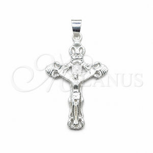 Dije Religioso 05.392.0127 Plata Rodinada, Diseño de Cruz, Pulido, Tono Plateado