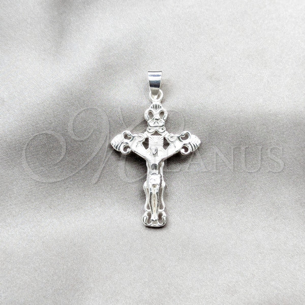 Dije Religioso 05.392.0127 Plata Rodinada, Diseño de Cruz, Pulido, Tono Plateado