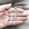 Dije Religioso 05.392.0128 Plata Rodinada, Diseño de Santa Muerte, Pulido, Tono Plateado