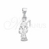 Dije Religioso 05.392.0128 Plata Rodinada, Diseño de Santa Muerte, Pulido, Tono Plateado