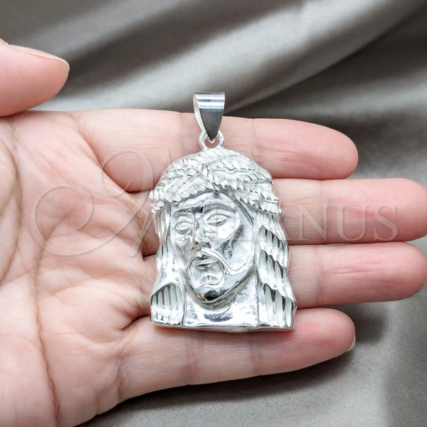 Dije Religioso 05.392.0130 Plata Rodinada, Diseño de Jesus, Pulido, Tono Plateado