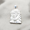 Dije Religioso 05.392.0130 Plata Rodinada, Diseño de Jesus, Pulido, Tono Plateado