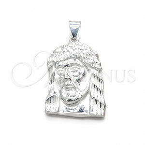 Dije Religioso 05.392.0130 Plata Rodinada, Diseño de Jesus, Pulido, Tono Plateado