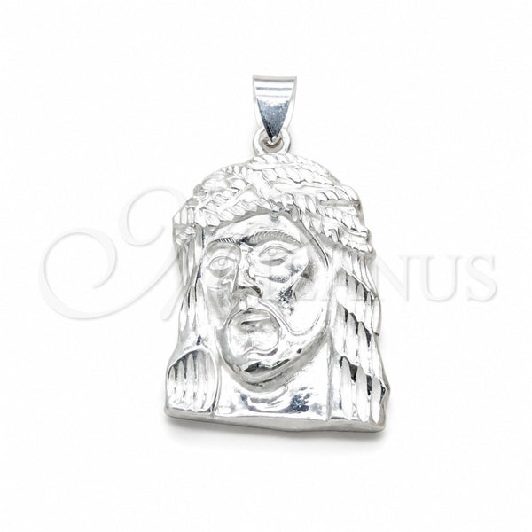 Dije Religioso 05.392.0130 Plata Rodinada, Diseño de Jesus, Pulido, Tono Plateado