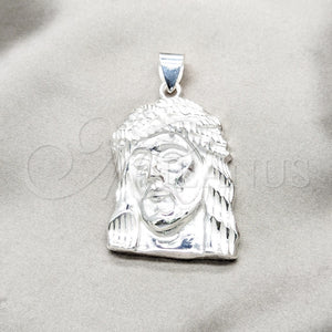 Dije Religioso 05.392.0130 Plata Rodinada, Diseño de Jesus, Pulido, Tono Plateado