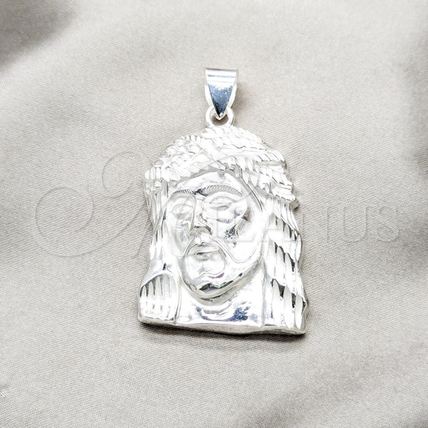Dije Religioso 05.392.0130 Plata Rodinada, Diseño de Jesus, Pulido, Tono Plateado