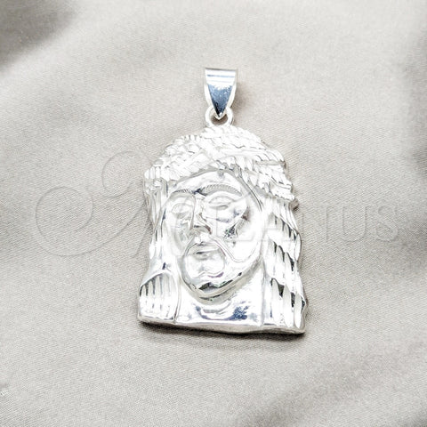 Dije Religioso 05.392.0130 Plata Rodinada, Diseño de Jesus, Pulido, Tono Plateado
