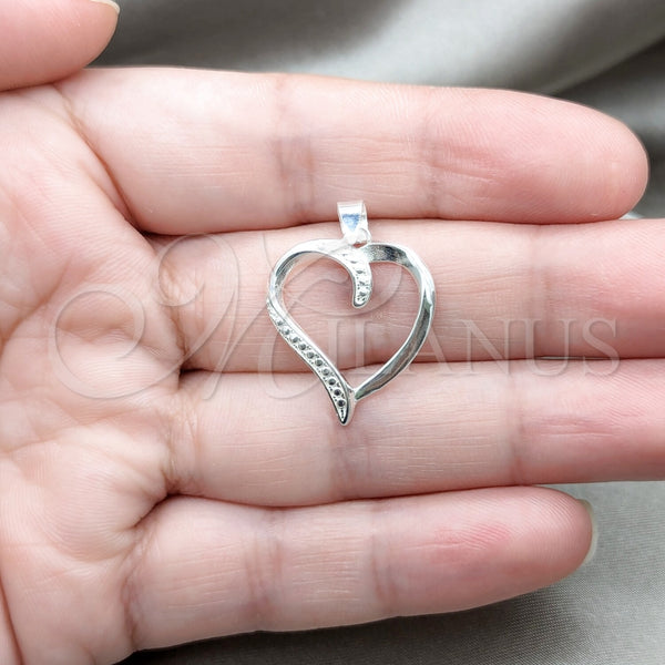 Dije Elegante 05.392.0131 Plata Rodinada, Diseño de Corazón, Pulido, Tono Plateado