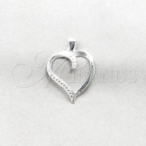 Dije Elegante 05.392.0131 Plata Rodinada, Diseño de Corazón, Pulido, Tono Plateado