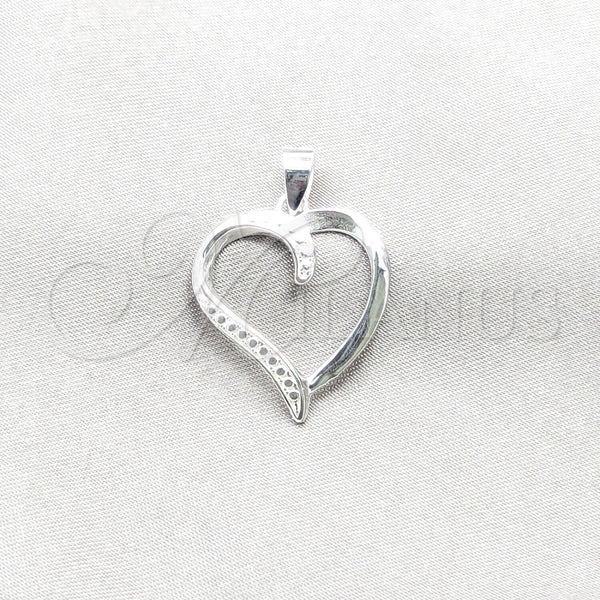 Dije Elegante 05.392.0131 Plata Rodinada, Diseño de Corazón, Pulido, Tono Plateado