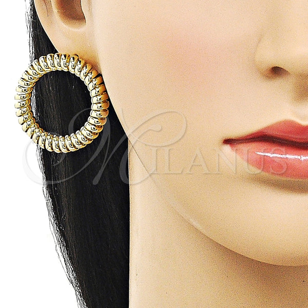 Arete Dormilona 02.213.0804 Oro Laminado, Diseño de Torcido, Pulido, Tono Dorado