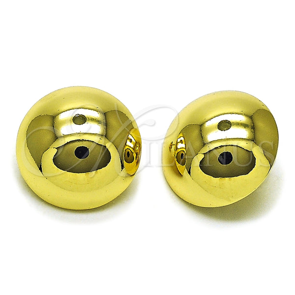 Arete Dormilona 02.213.0807 Oro Laminado, Diseño de Bola y Hueco, Pulido, Tono Dorado